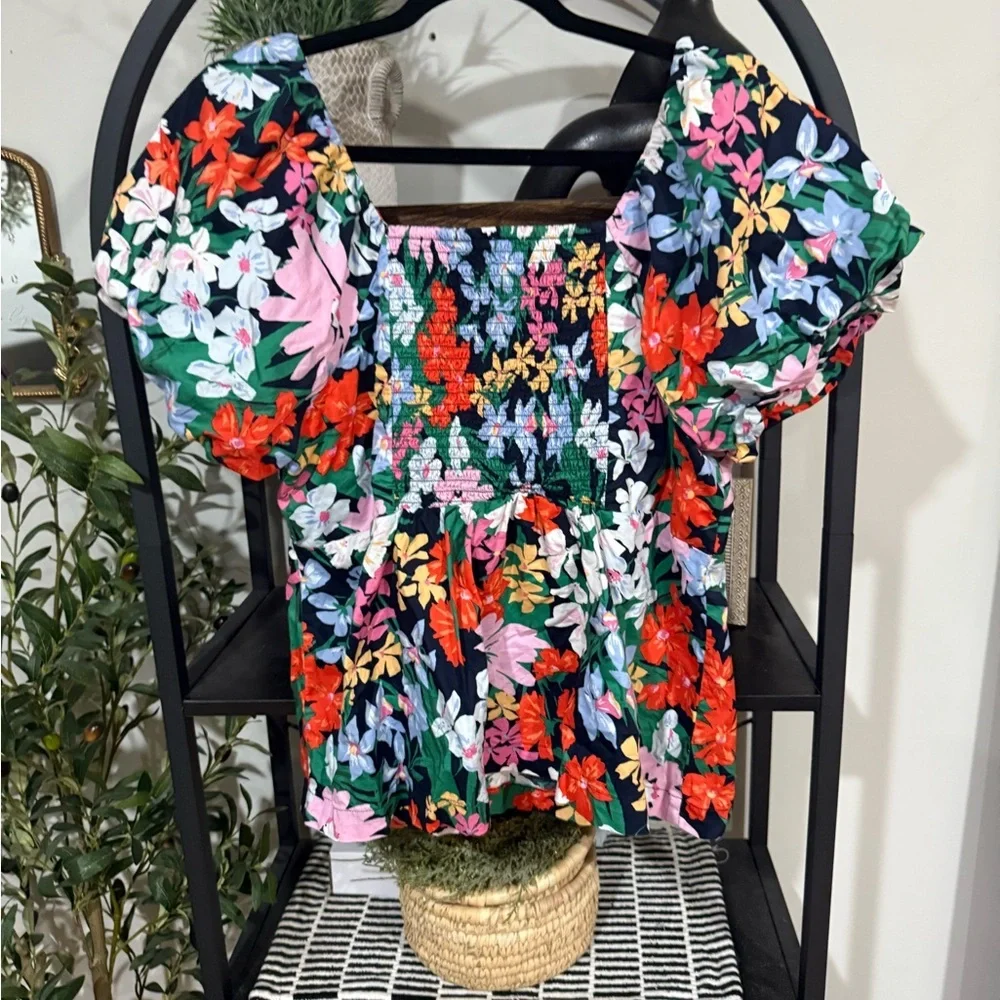 Old Navy Vibrant Floral Puff Sleeve Blouse size xl - Picture 6 of 6